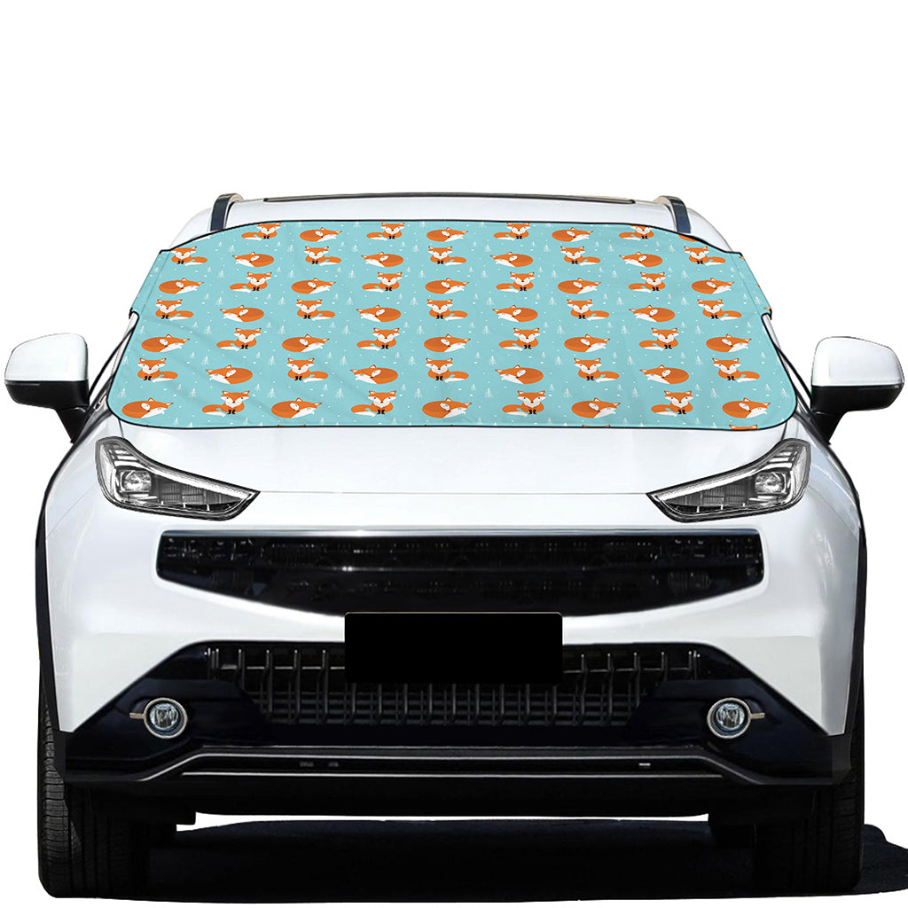 Winter Fox Pattern Print Car Windshield Snow Cover