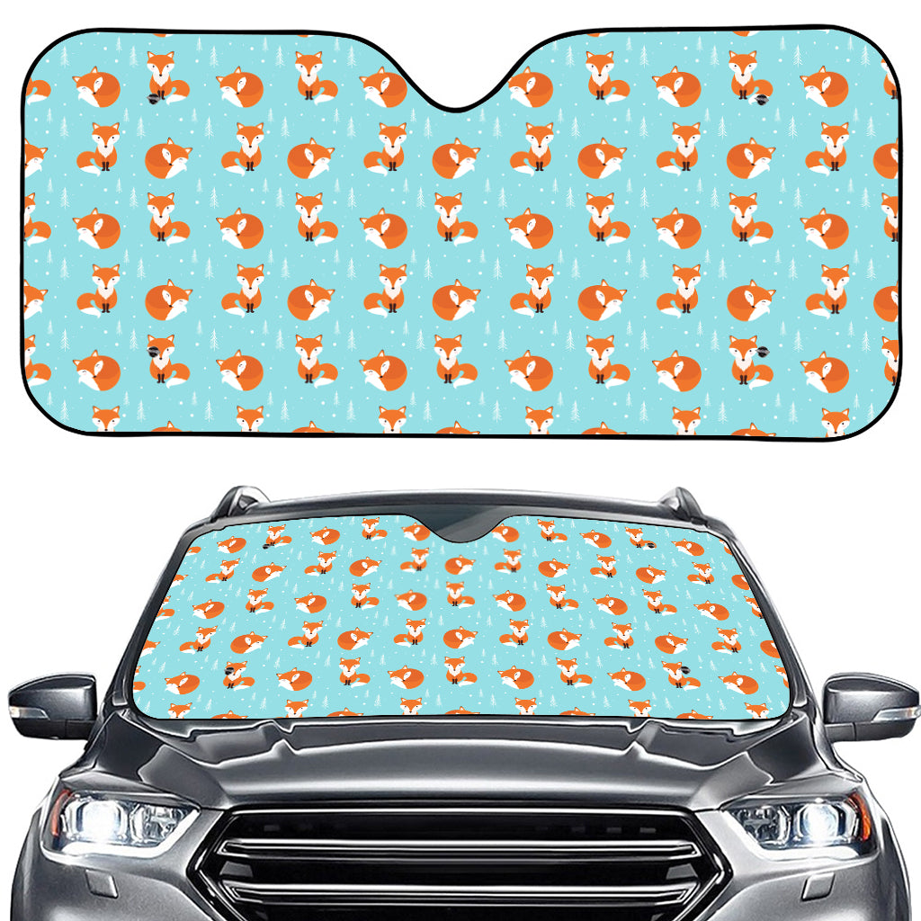 Winter Fox Pattern Print Car Windshield Sun Shade