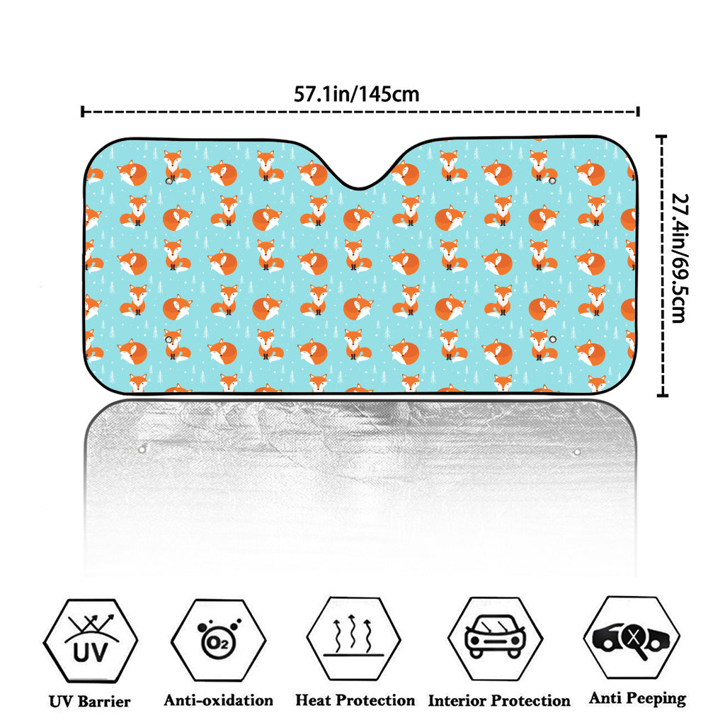 Winter Fox Pattern Print Car Windshield Sun Shade