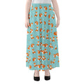Winter Fox Pattern Print Chiffon Maxi Skirt