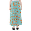 Winter Fox Pattern Print Chiffon Maxi Skirt