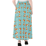 Winter Fox Pattern Print Chiffon Maxi Skirt