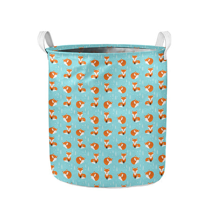 Winter Fox Pattern Print Collapsible Laundry Basket