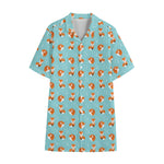 Winter Fox Pattern Print Cotton Hawaiian Shirt