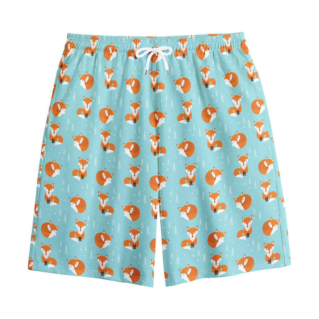 Winter Fox Pattern Print Cotton Shorts