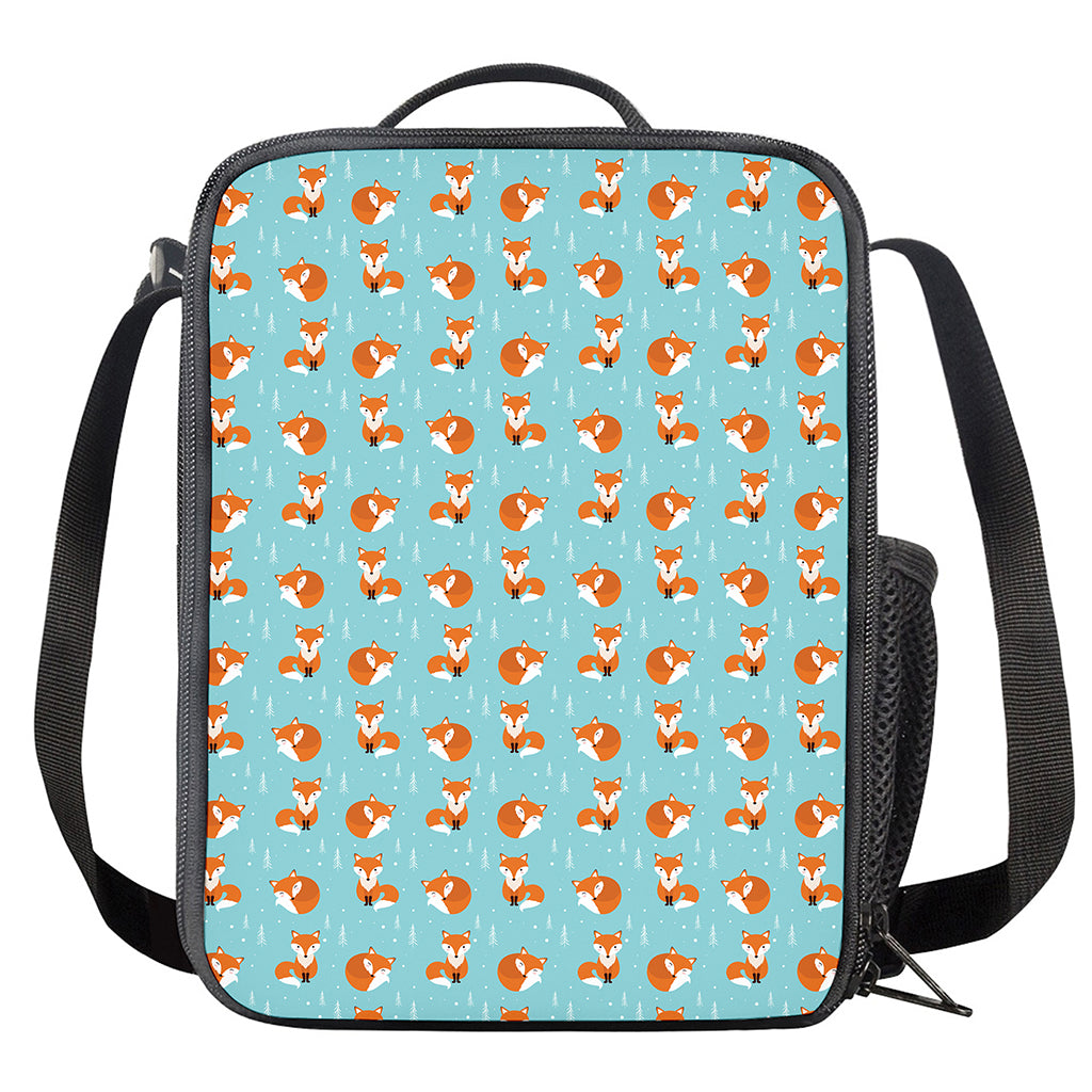 Winter Fox Pattern Print Crossbody Lunch Bag