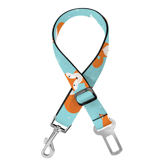 Winter Fox Pattern Print Dog Seat Belt