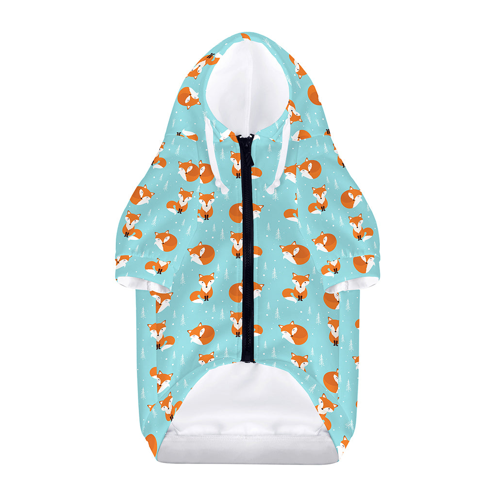 Winter Fox Pattern Print Dog Zip Up Hoodie