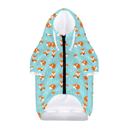 Winter Fox Pattern Print Dog Zip Up Hoodie