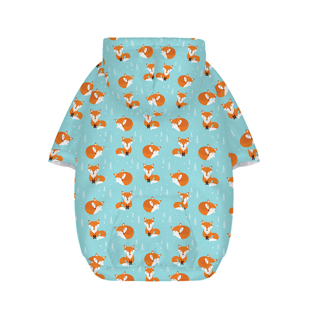 Winter Fox Pattern Print Dog Zip Up Hoodie