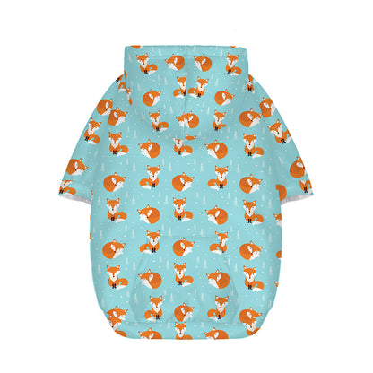 Winter Fox Pattern Print Dog Zip Up Hoodie