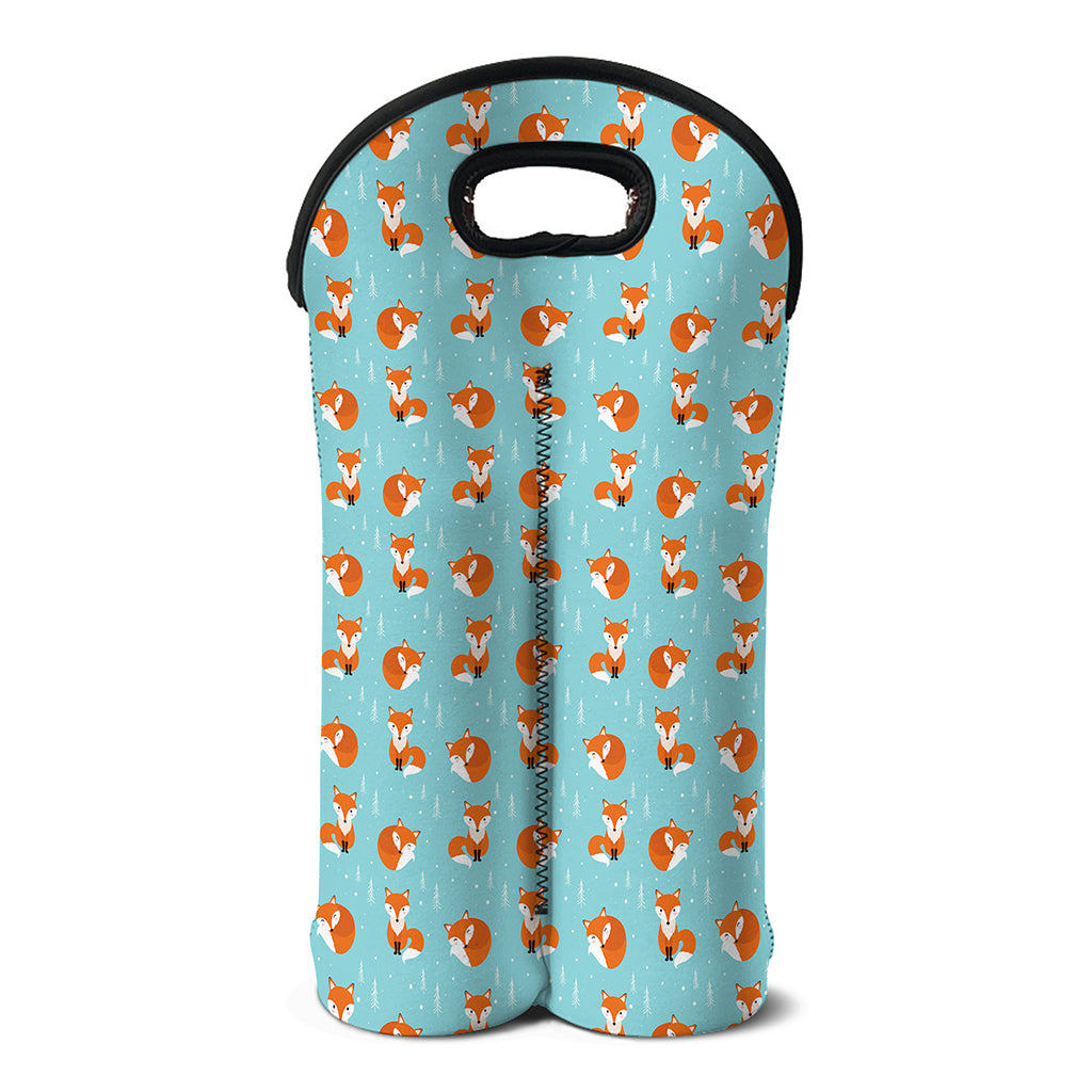 Winter Fox Pattern Print Double Neoprene Wine Tote