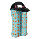 Winter Fox Pattern Print Double Neoprene Wine Tote