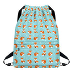 Winter Fox Pattern Print Drawstring Backpack