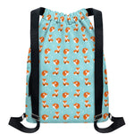 Winter Fox Pattern Print Drawstring Backpack
