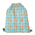 Winter Fox Pattern Print Drawstring Bag