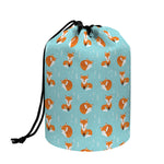 Winter Fox Pattern Print Drawstring Makeup Bag