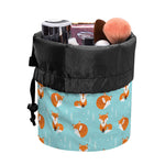 Winter Fox Pattern Print Drawstring Makeup Bag