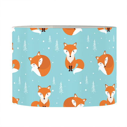 Winter Fox Pattern Print Drum Lamp Shade