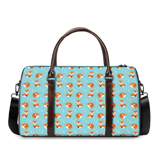 Winter Fox Pattern Print Duffle Bag