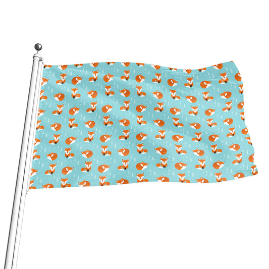 Winter Fox Pattern Print Flag
