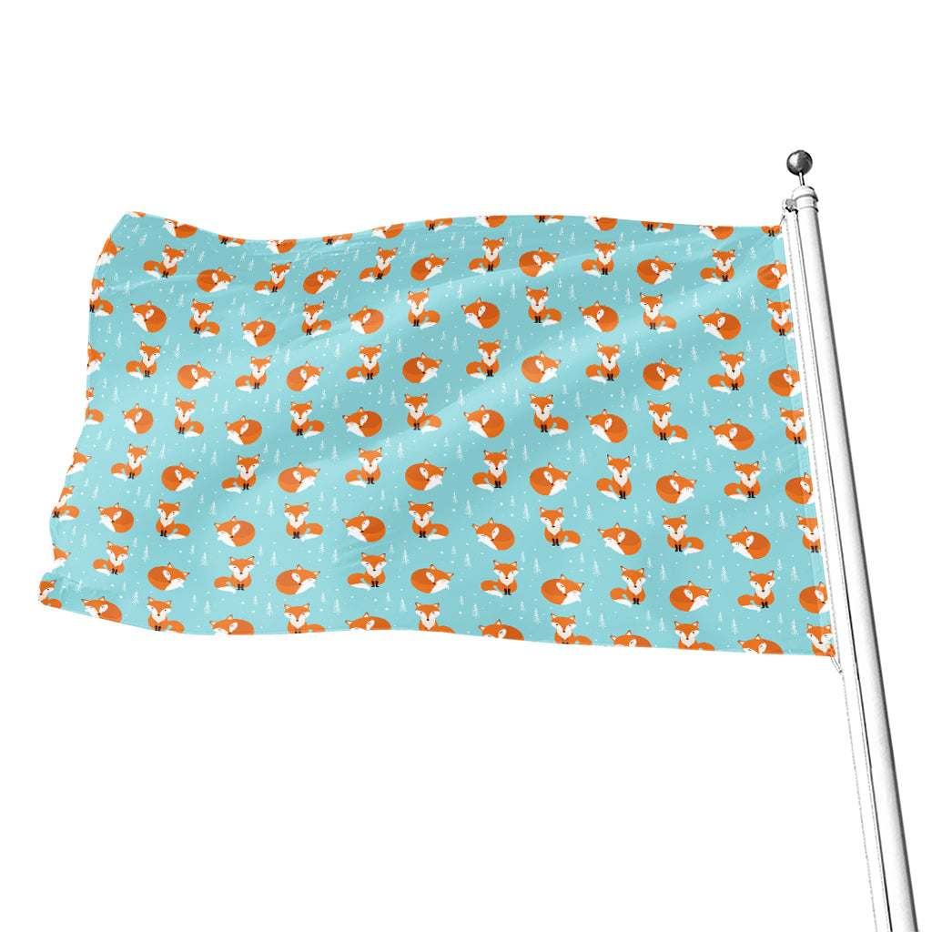 Winter Fox Pattern Print Flag
