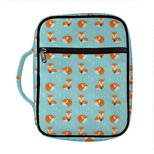 Winter Fox Pattern Print Front Pocket Bible Bag