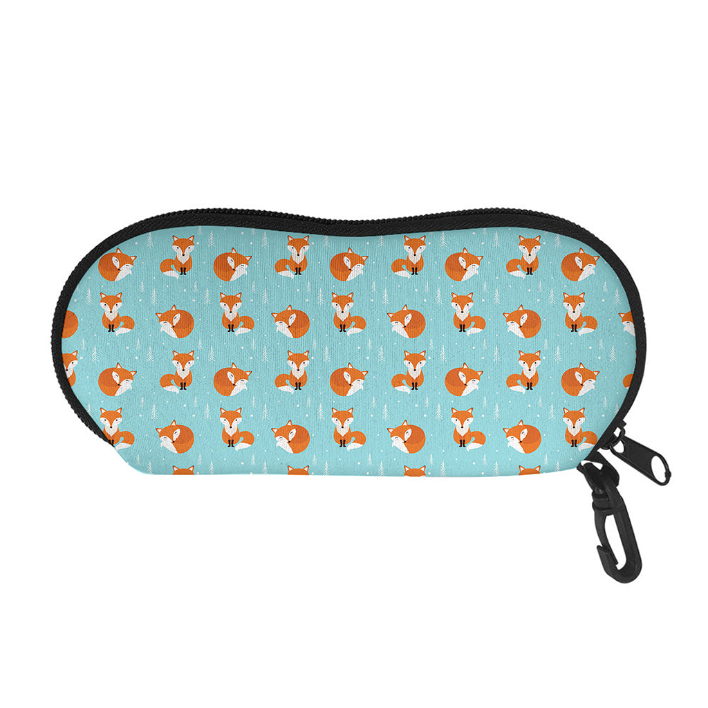 Winter Fox Pattern Print Glasses Case