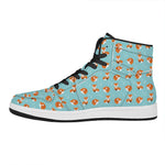 Winter Fox Pattern Print High Top Leather Sneakers