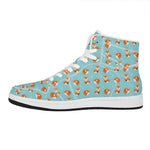 Winter Fox Pattern Print High Top Leather Sneakers