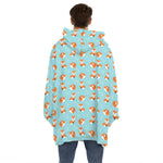 Winter Fox Pattern Print Hoodie Blanket