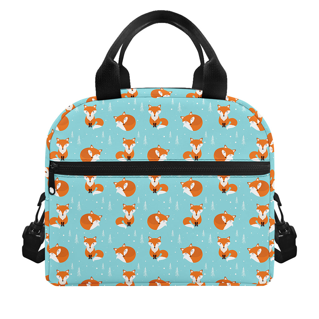 Winter Fox Pattern Print Insulated Lunch Bag