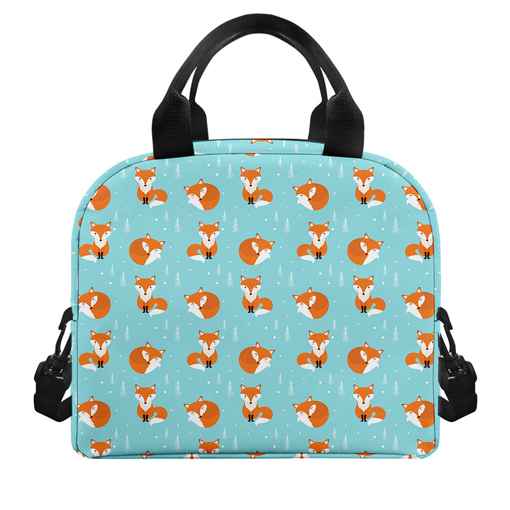 Winter Fox Pattern Print Insulated Lunch Bag