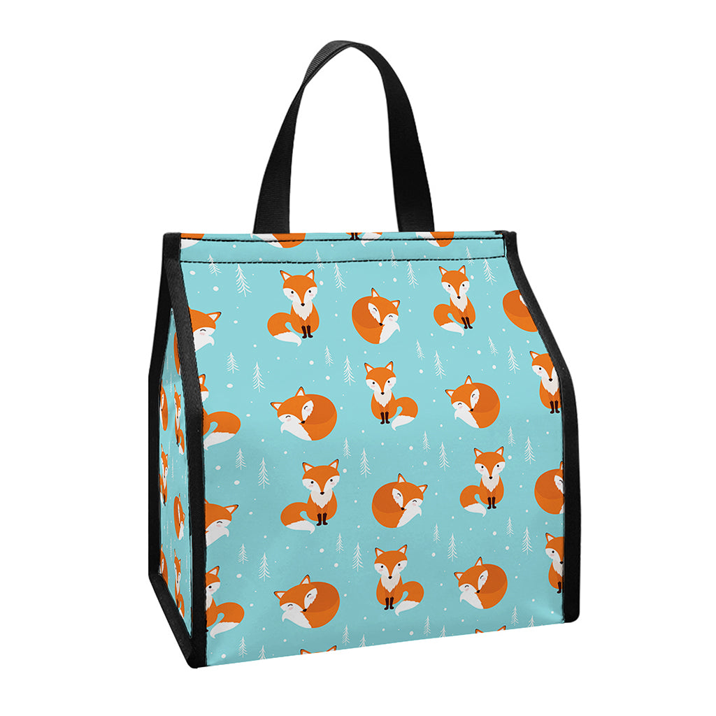 Winter Fox Pattern Print Insulated Lunch Tote