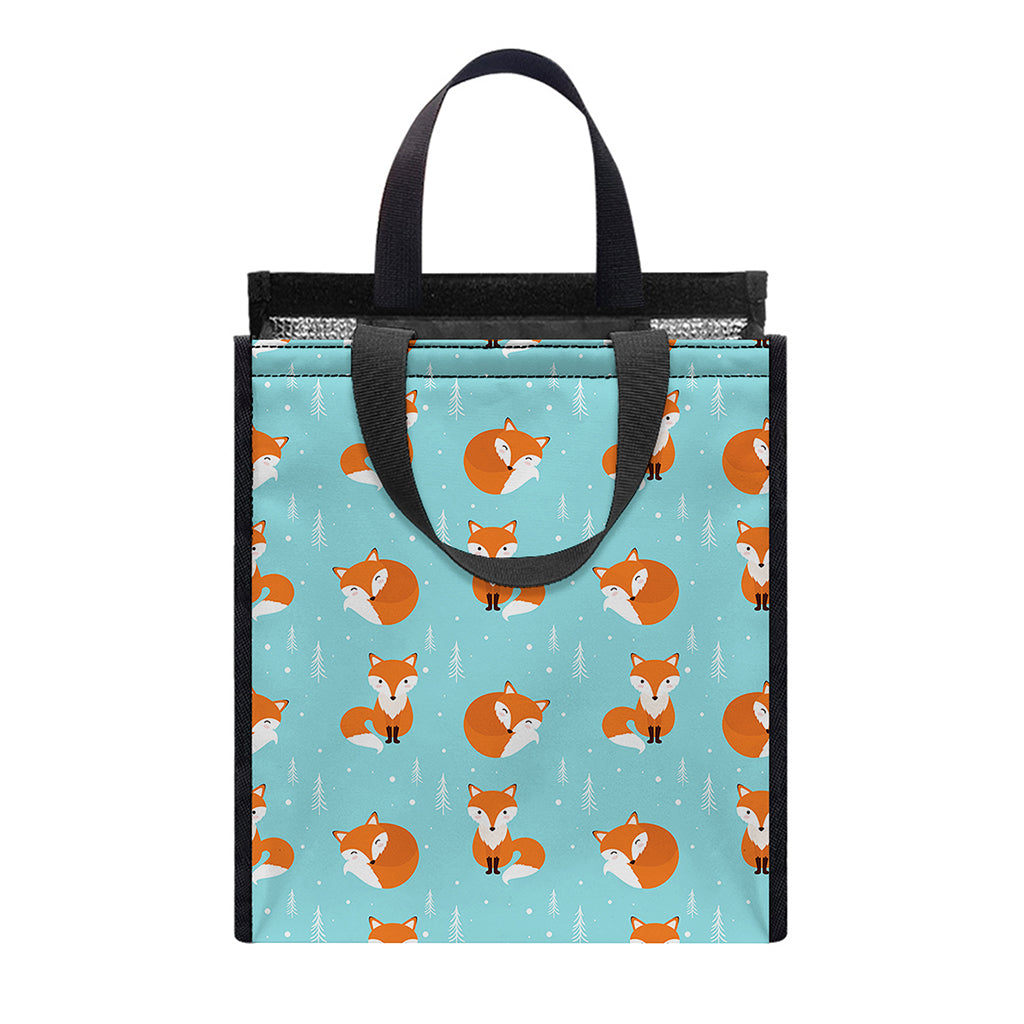 Winter Fox Pattern Print Insulated Lunch Tote