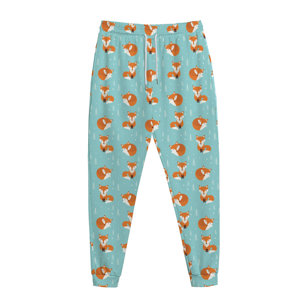 Winter Fox Pattern Print Jogger Pants