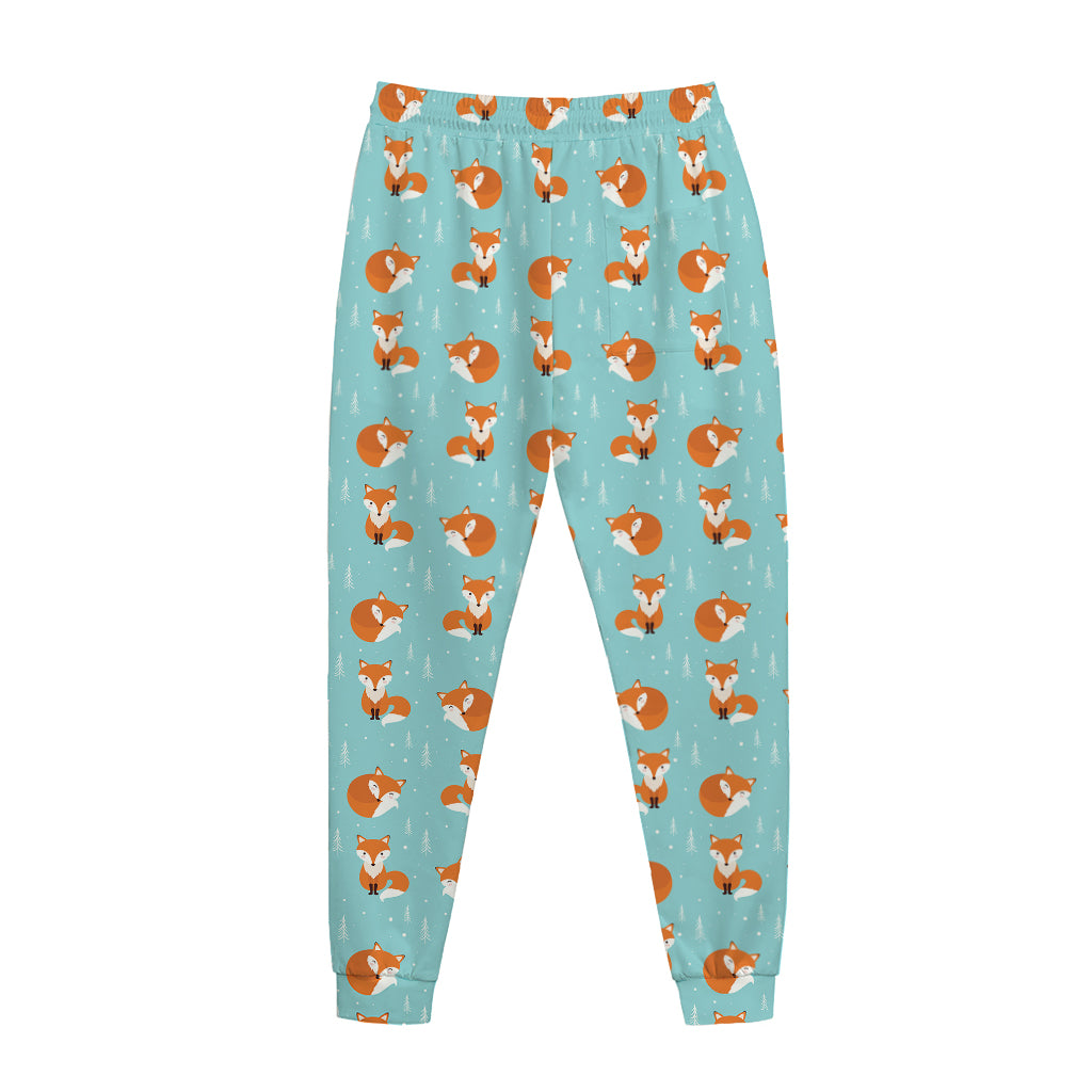 Winter Fox Pattern Print Jogger Pants