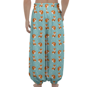 Winter Fox Pattern Print Lantern Pants