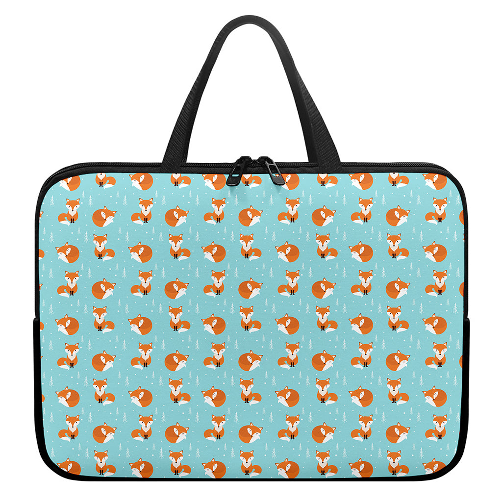 Winter Fox Pattern Print Laptop Sleeve With Handle