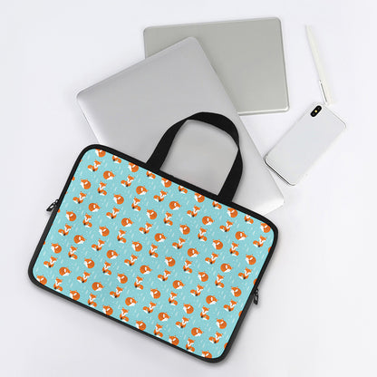 Winter Fox Pattern Print Laptop Sleeve With Handle