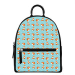 Winter Fox Pattern Print Leather Backpack