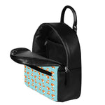 Winter Fox Pattern Print Leather Backpack