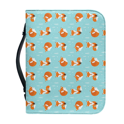 Winter Fox Pattern Print Leather Bible Cover
