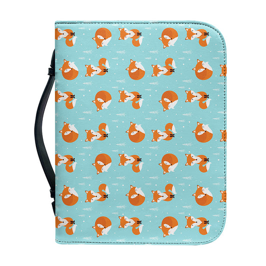 Winter Fox Pattern Print Leather Bible Cover