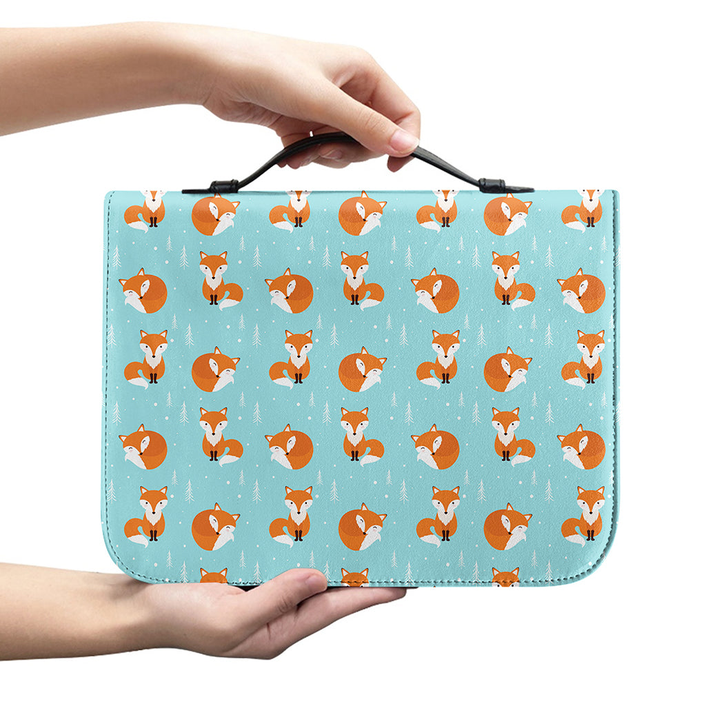 Winter Fox Pattern Print Leather Bible Cover
