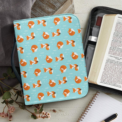 Winter Fox Pattern Print Leather Bible Cover