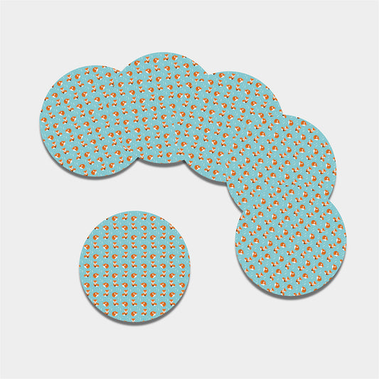 Winter Fox Pattern Print Leather Coaster Set