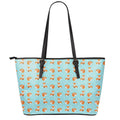 Winter Fox Pattern Print Leather Tote Bag With Zipper