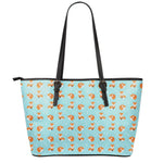 Winter Fox Pattern Print Leather Tote Bag