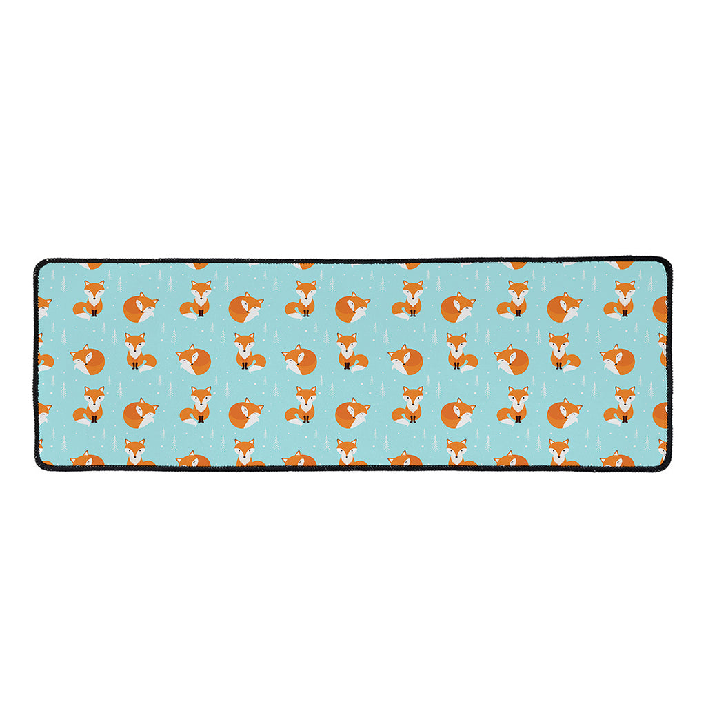 Winter Fox Pattern Print Long Kitchen Mat